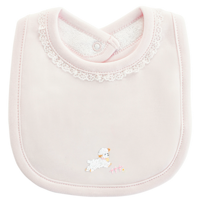 Embroidered Pink Baby Lambs Bib - Baby Club Chic