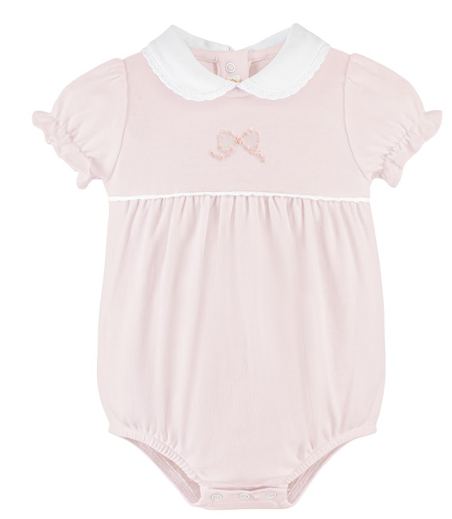 Embroidered Pink Bow Bubble - Baby Club Chic 3/6M