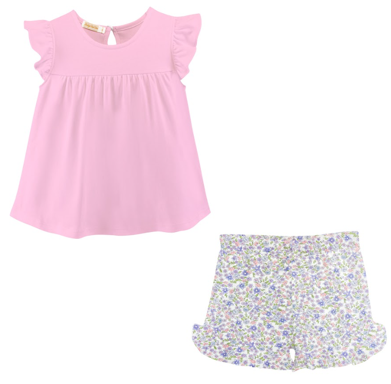 Spring Blooms Purple Floral Short Set- Baby Club Chic