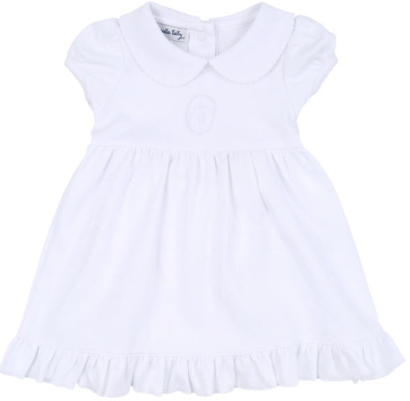 Embroidered White Cross Dress - Magnolia Baby