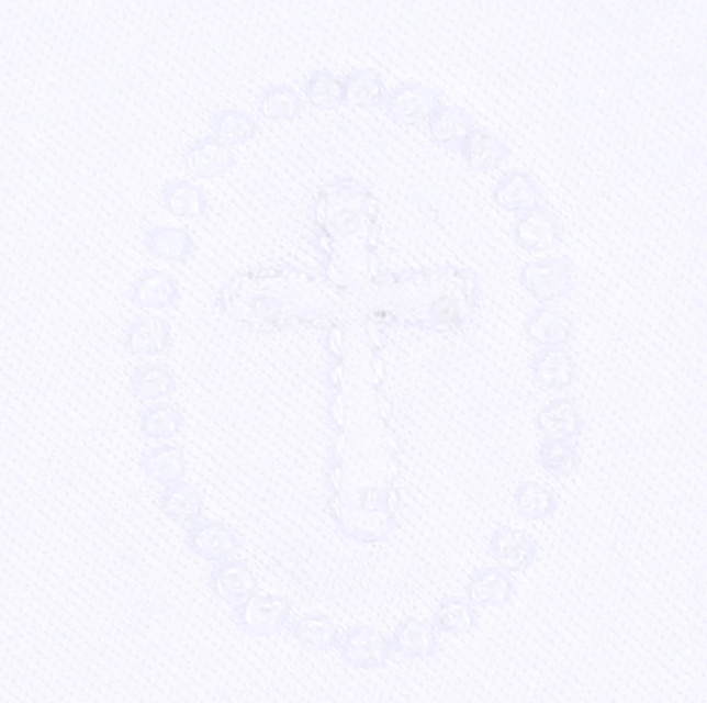 Embroidered White Cross Boys Bubble - Magnolia Baby