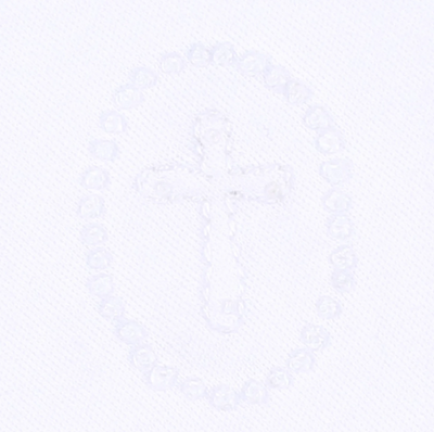 Embroidered White Cross Boys Bubble - Magnolia Baby