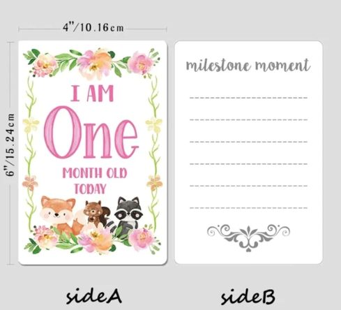 Baby Girl Milestone Cards - Cardstock & Record