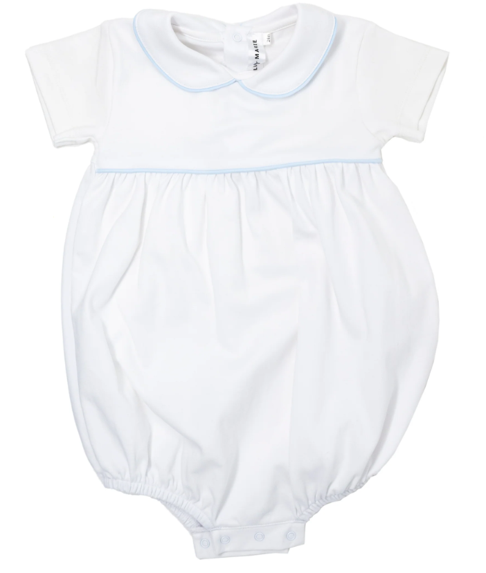 White with Blue Piping Boys Bubble - Milly Marie - 9M