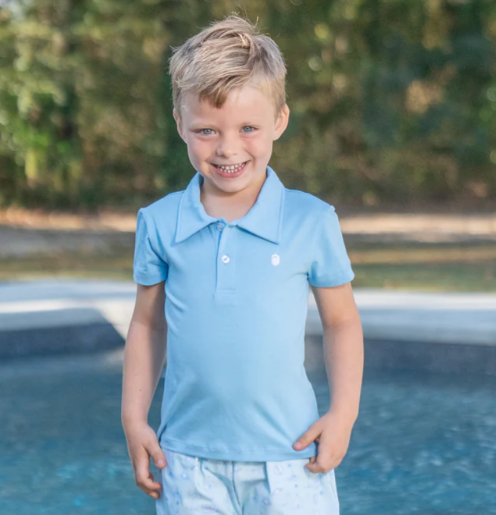 Boys Blue Pima Cotton Polo - The Oaks