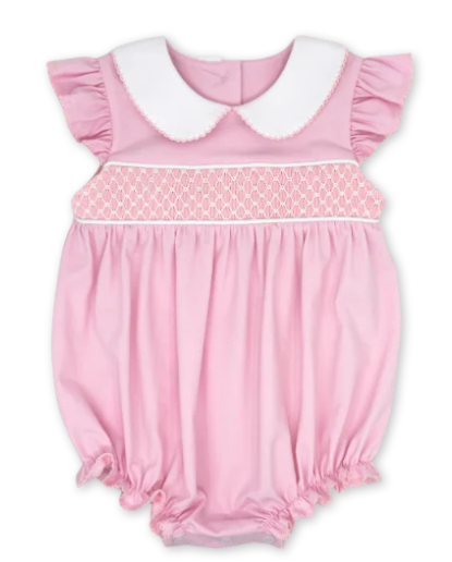 Smocked Pink Girls Bubble - Lullaby Set