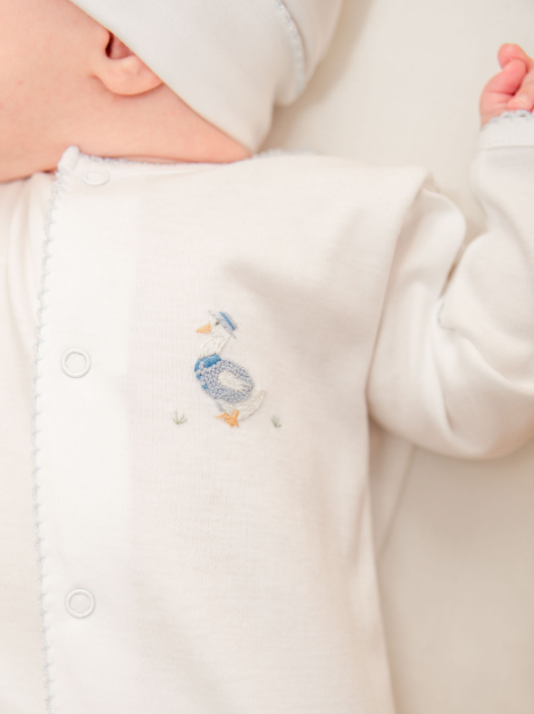 Boys Embroidered Papa Goose Gown & Hat Set - Milly Marie