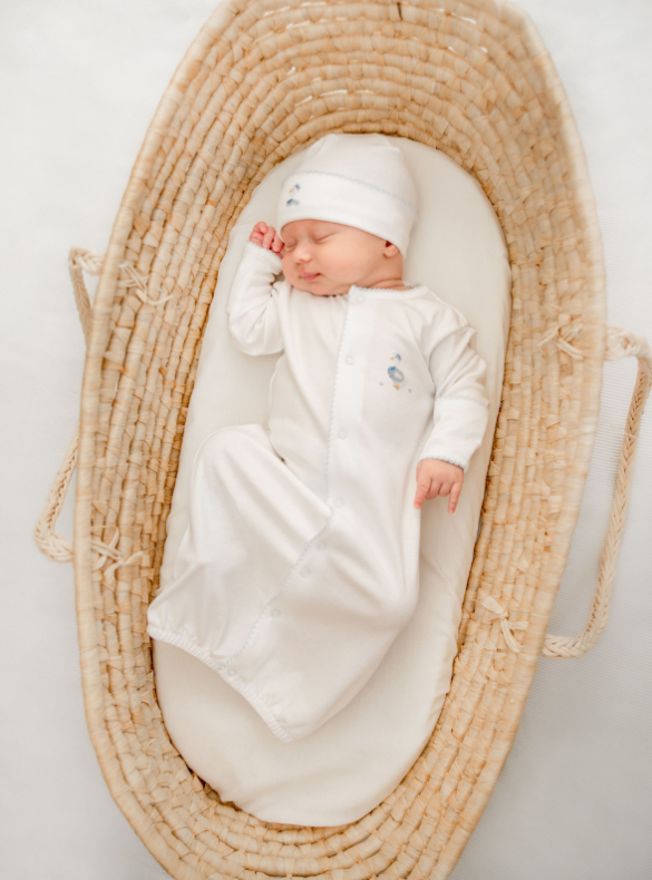 Boys Embroidered Papa Goose Gown & Hat Set - Milly Marie