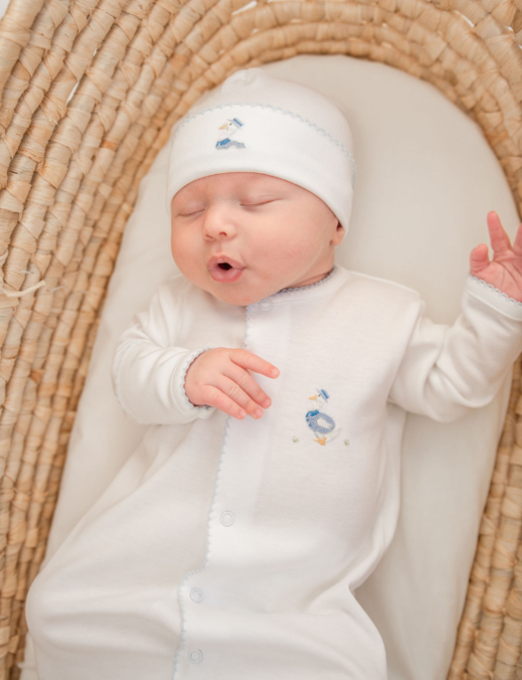 Boys Embroidered Papa Goose Gown & Hat Set - Milly Marie