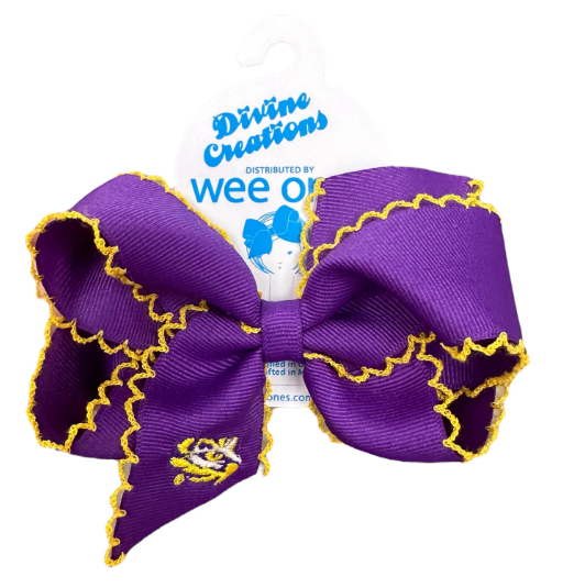 LSU Moonstitch Edge and Eye of The Tiger Embroidered Bow