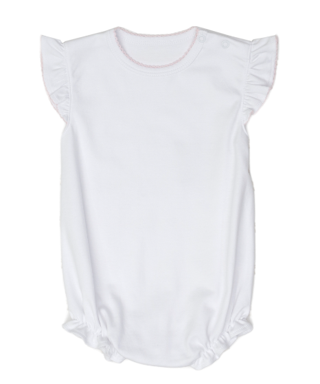 White w/ Pink Trim Girls Bubble - The Oaks Apparel