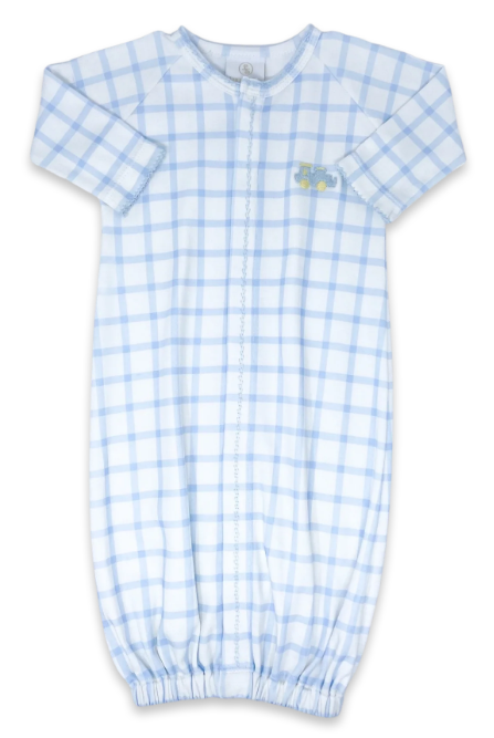 Blue Windowpane Boys Gown - Lullaby Set