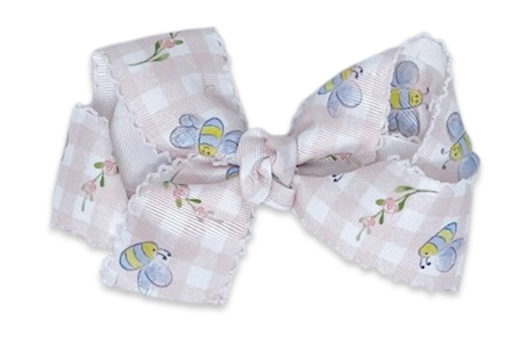 Pink Gingham Bumble Bee Bow - Lullaby Set