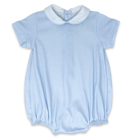 Blue Gingham Boys Bubble - Lullaby Set