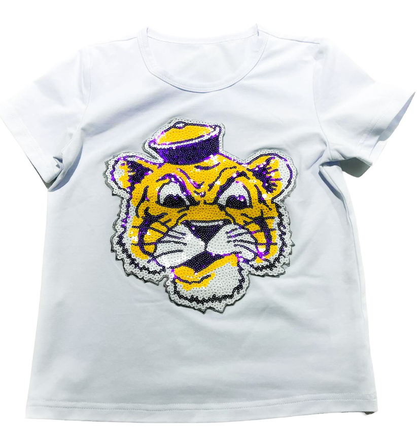 SEQUIN LSU TIGER SHIRTS