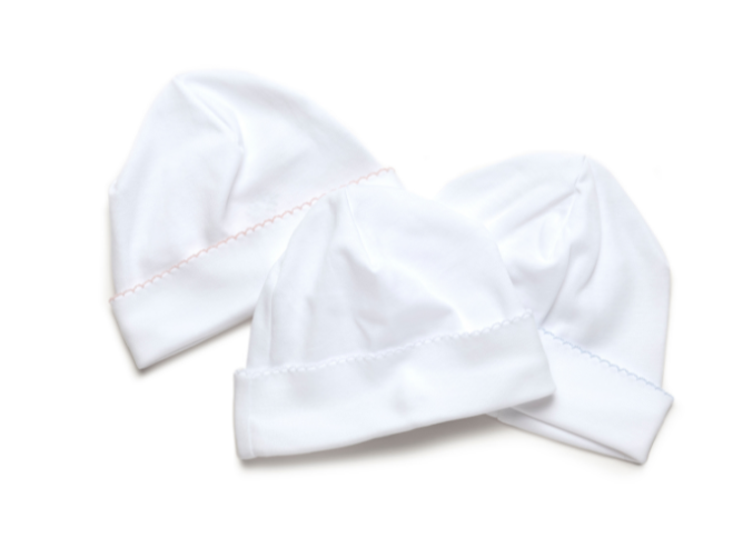 White Baby Hat with Picot Trim - Milly Marie