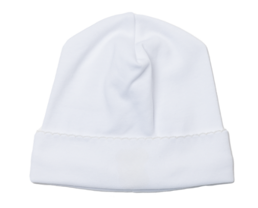 White Baby Hat with Picot Trim - Milly Marie