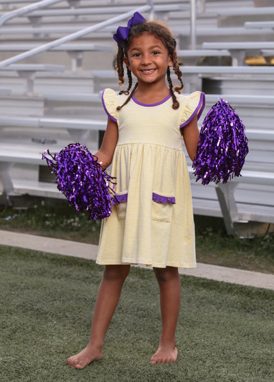 Yellow & Purple Stripe Dress - Trotter Street Kids