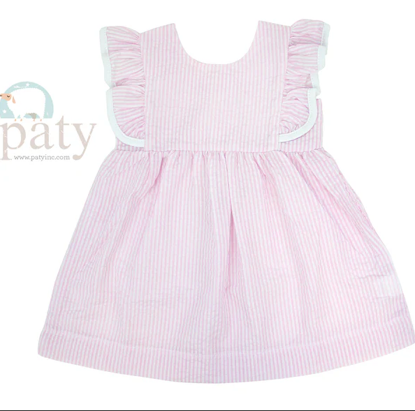 Pink Seersucker Ruffle Dress - Paty