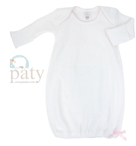 Paty Knit Overlap Shoulder Gown - Newborn