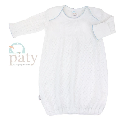 Paty Knit Overlap Shoulder Gown - Newborn