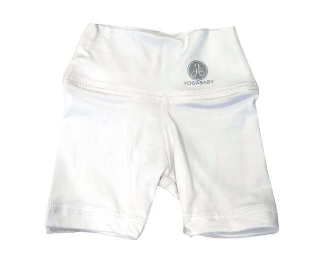 White Biker Shorts Athleisure Wear - Yoga Baby