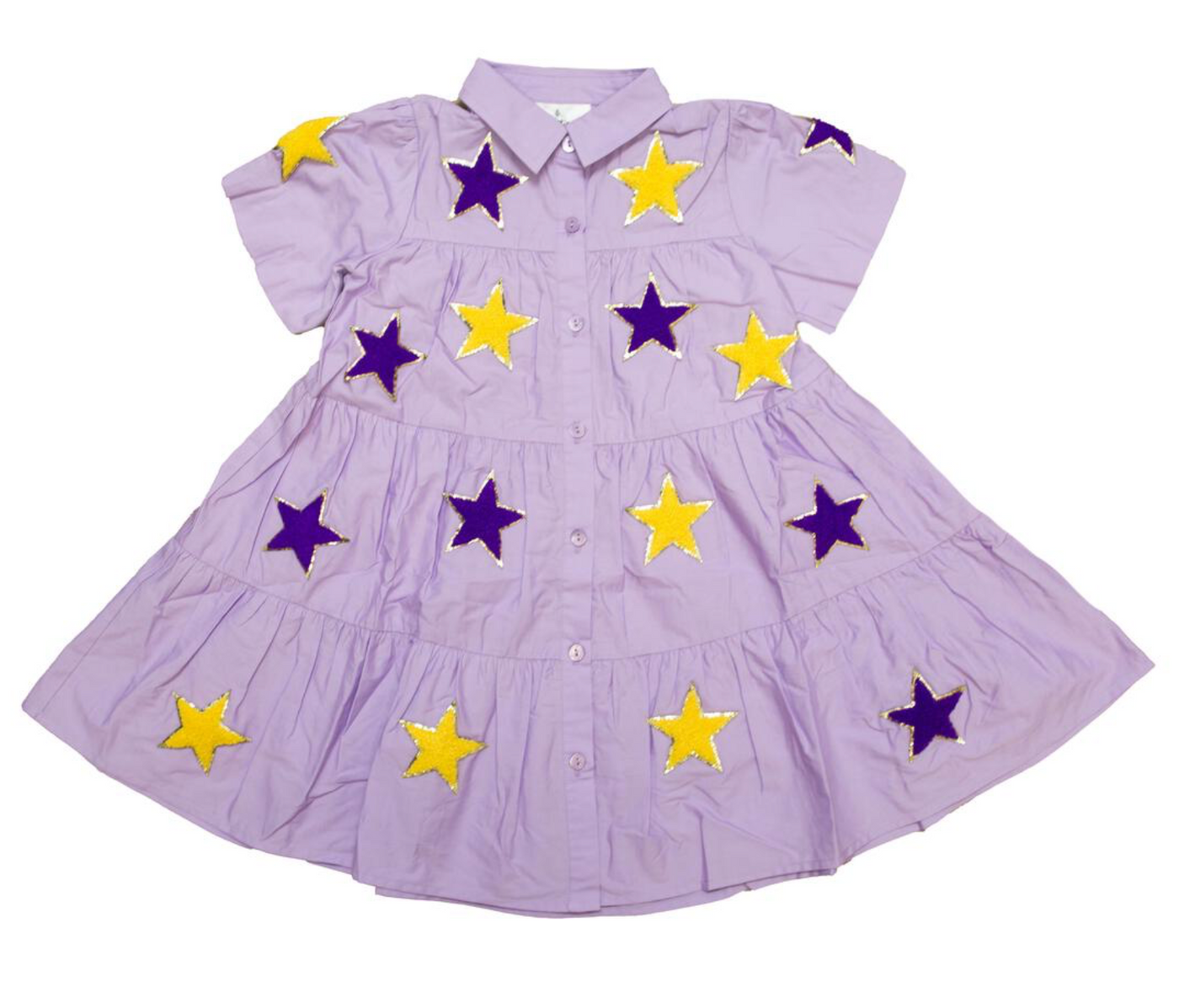 Purple & Gold Chenille Star Dress - Belle Cher