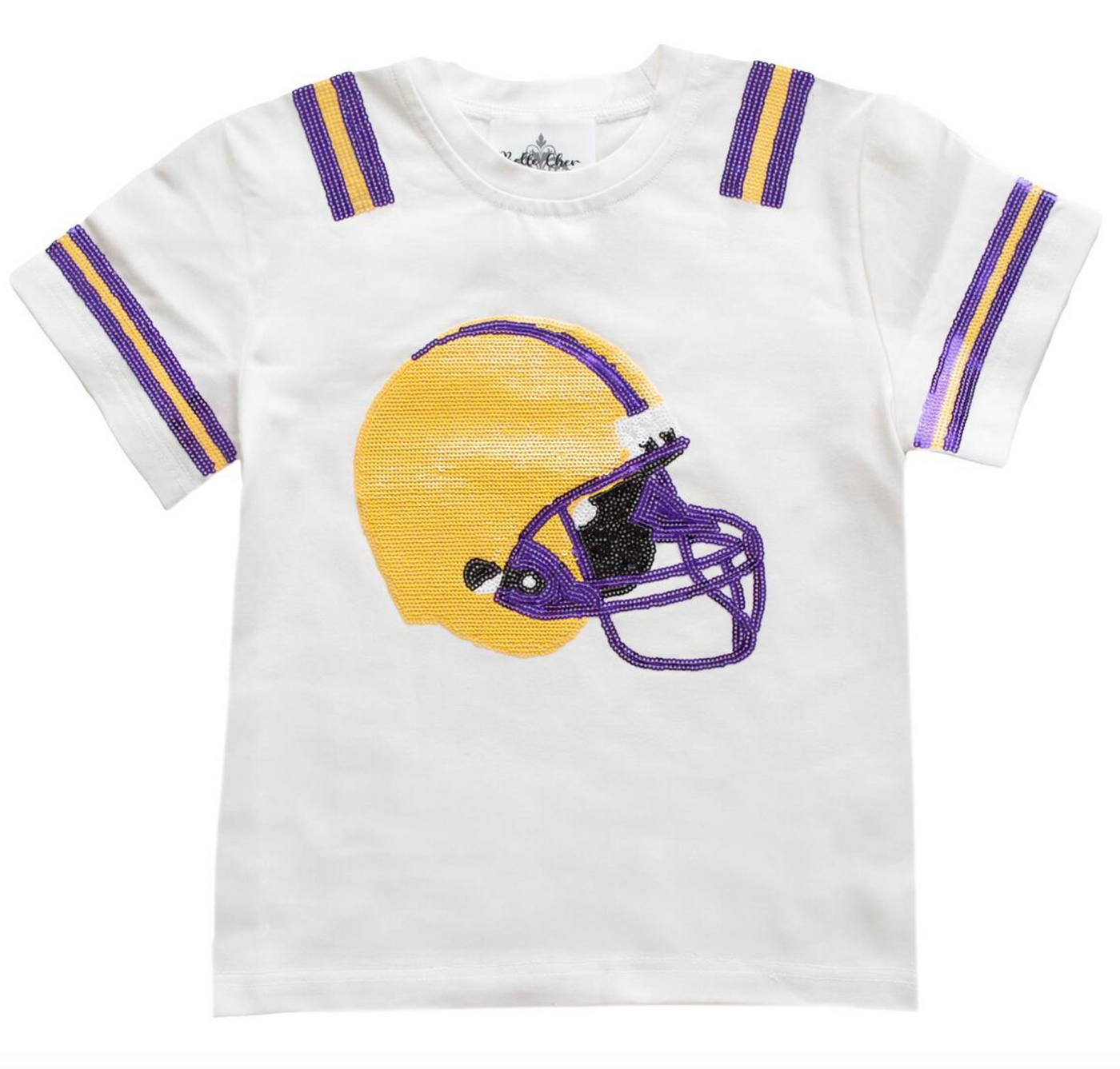 Purple & Gold Sequin Helmet Shirt - Belle Cher