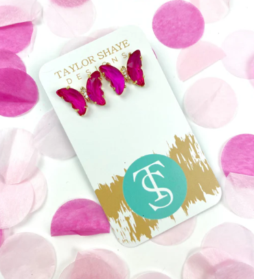 Colorful Crystal Butterfly Stud Earrings - Taylor Shaye Jewelry