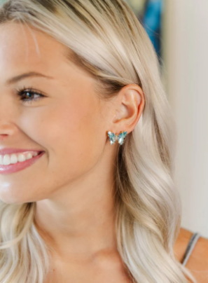 Colorful Crystal Butterfly Stud Earrings - Taylor Shaye Jewelry