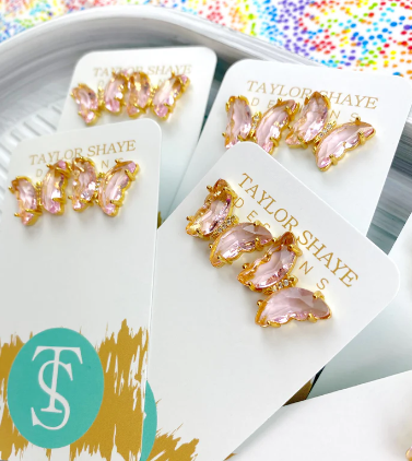 Colorful Crystal Butterfly Stud Earrings - Taylor Shaye Jewelry