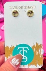 Gold Heart Stud Earrings - Taylor Shaye Jewelry