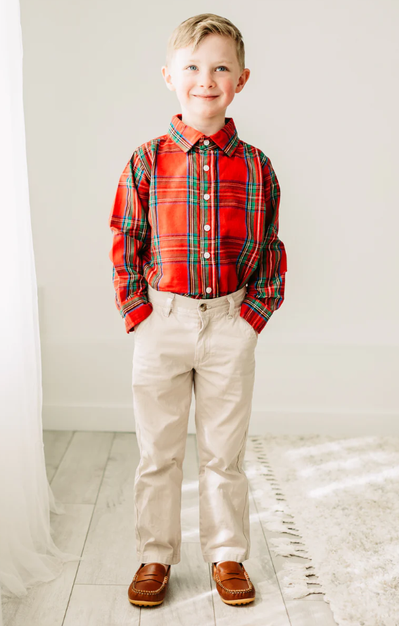 Red Tartan Button Up - Maddie & Connor