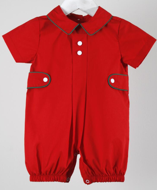 Boys Red Christmas Bubble - Baby Blessings