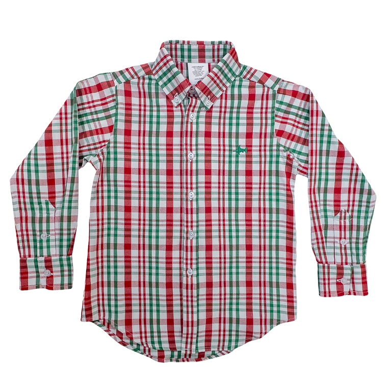 Christmas Plaid Oxford Boys Shirt - Saltwater Boys