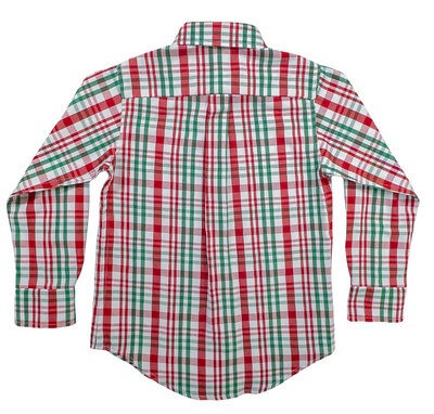 Christmas Plaid Oxford Boys Shirt - Saltwater Boys