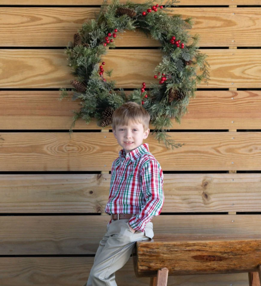 Christmas Plaid Oxford Boys Shirt - Saltwater Boys