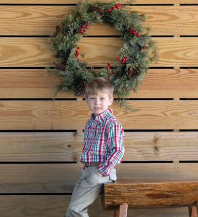 Christmas Plaid Oxford Boys Shirt - Saltwater Boys