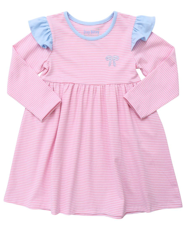 Pink & Blue Bow Dress - Itsy Bitsy