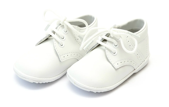 Boy's White Leather Oxford Lace Up Shoe - L'Amour
