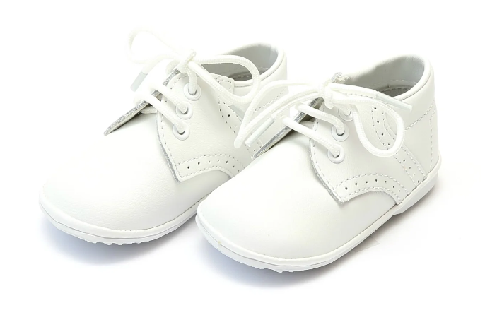 Boy's White Leather Lace Up Oxford Shoe- L'Amour