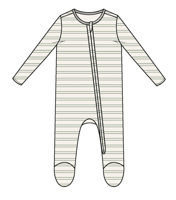 Ribbed Stripe Footie - Desert Sage - Angel Dear