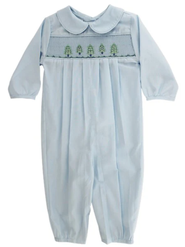 Smocked Christmas Trees Boys Long Bubble - Bailey Boys