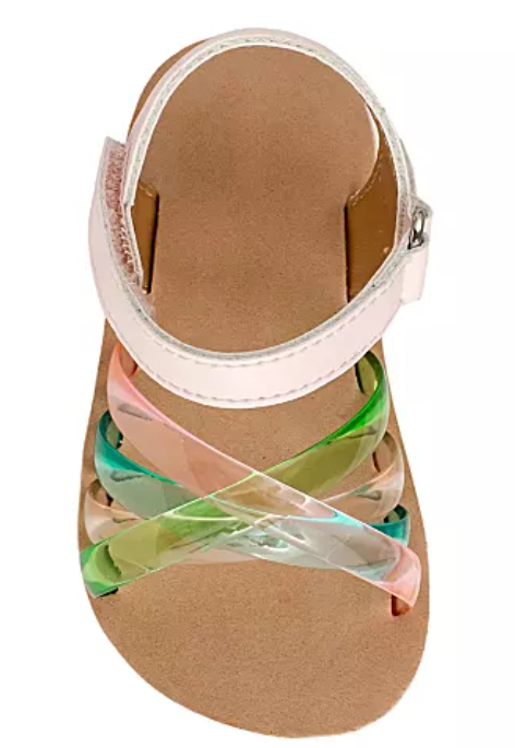 Pink Sandal with Multi Color Criss-Cross Jelly Straps - Baby Deer