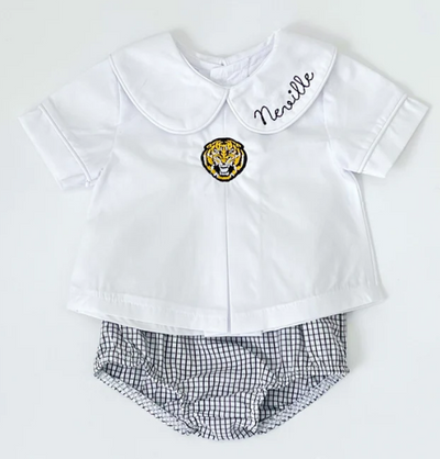 White Peter Pan Short Sleeve Shirt - 12M