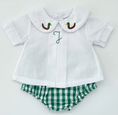 White Peter Pan Short Sleeve Shirt - 12M