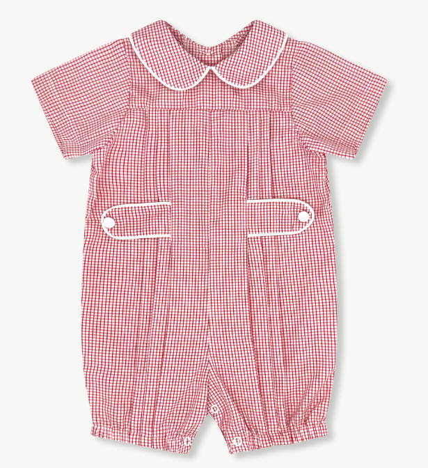 Red Gingham Boys Bubble - Lullaby Set