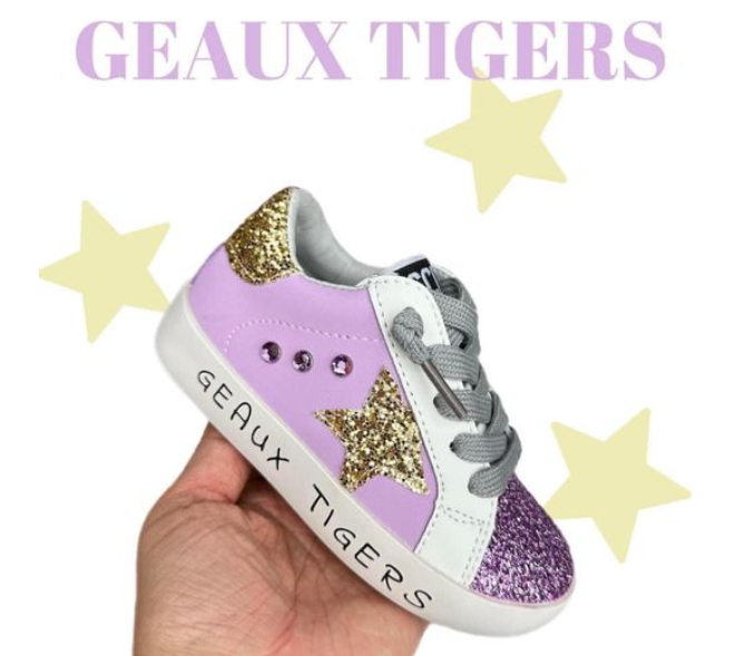 WOMEN’S GLITTER PURPLE & GOLD STAR SNEAKERS