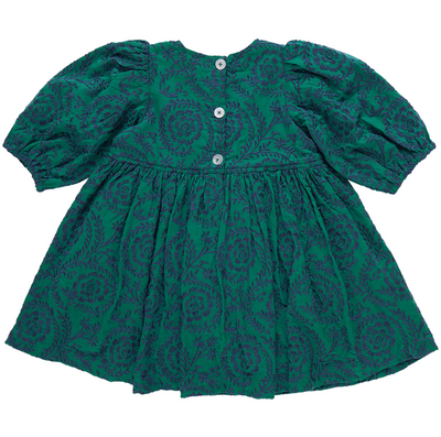 Girls Brooke Dress - Evergreen Blooming Embroidery - Pink Chicken