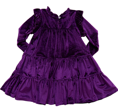 Girls Velour Kalani Dress - Plum - Pink Chicken